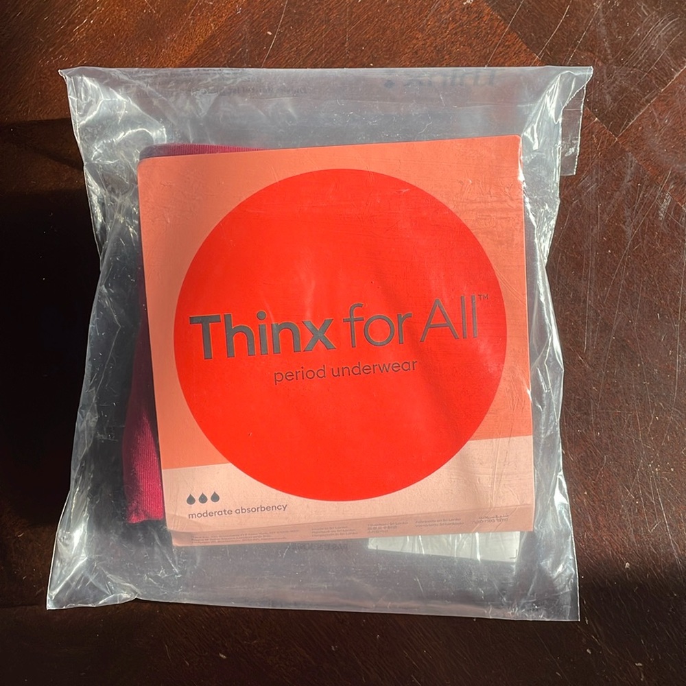 NWT Thinx period underwear. Level 3. Size XS. Color rhubarb.